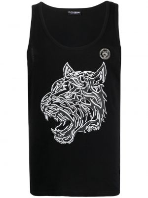 Памучна риза с принт с тигров принт Plein Sport черно
