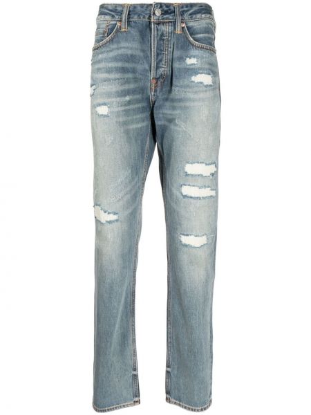 Distressed straight jeans Evisu blau