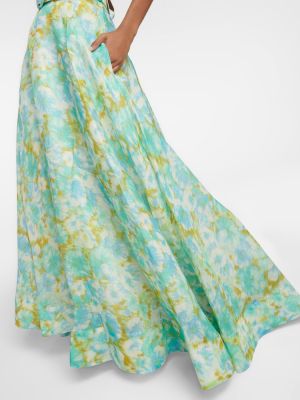 Falda larga de lino de seda Zimmermann azul