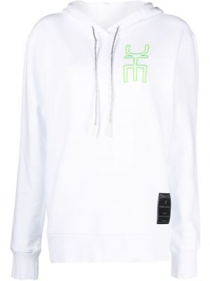 Pamučna hoodie s kapuljačom s vezom Drhope bijela
