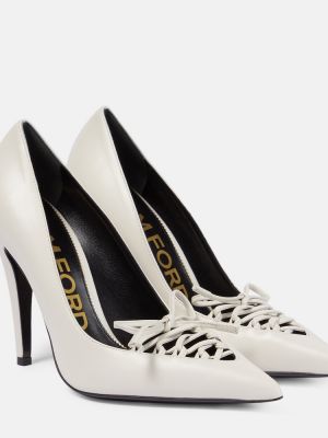 Кожени полуотворени обувки Tom Ford бяло