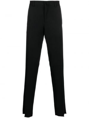 Satynowe spodnie wełniane Lanvin czarne