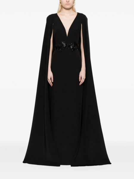 Gėlėtas vakarinė suknelė Marchesa Notte juoda