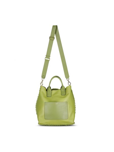 Leder shopper handtasche mit taschen Abro grün