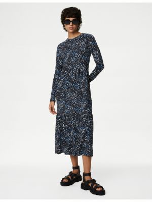 Midi šaty s kulatým výstřihem Marks & Spencer modré