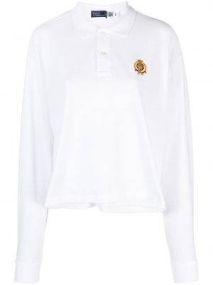 Памучна поло тениска бродирана Polo Ralph Lauren бяло