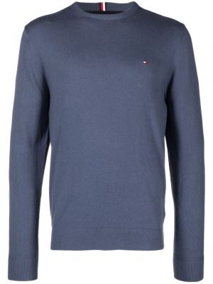 Džemper s vezom s okruglim izrezom Tommy Hilfiger plava