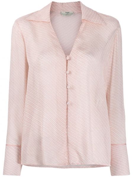 Camisa con escote v Fendi rosa