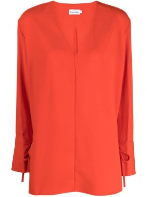 Блуза с v-образно деколте Ck Calvin Klein оранжево