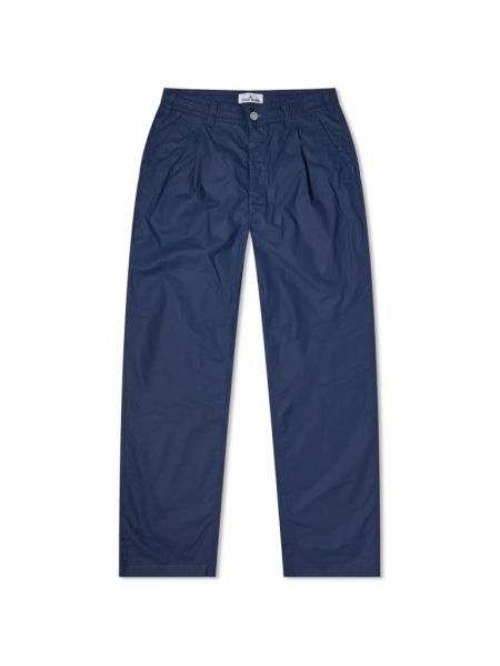 Плиссированные хлопковые тканевые брюки Stone Island синие