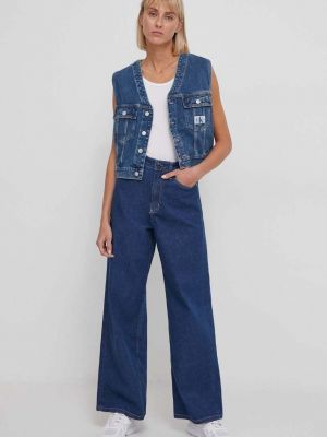 Denim brezrokavnik Calvin Klein Jeans modra