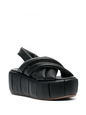 Izliektas platformas sandales ar papēžiem Themoirè melns