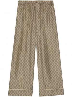 Pantaloni de mătase Gucci maro