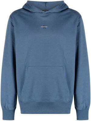 Medvilninis džemperis su gobtuvu Calvin Klein Jeans mėlyna