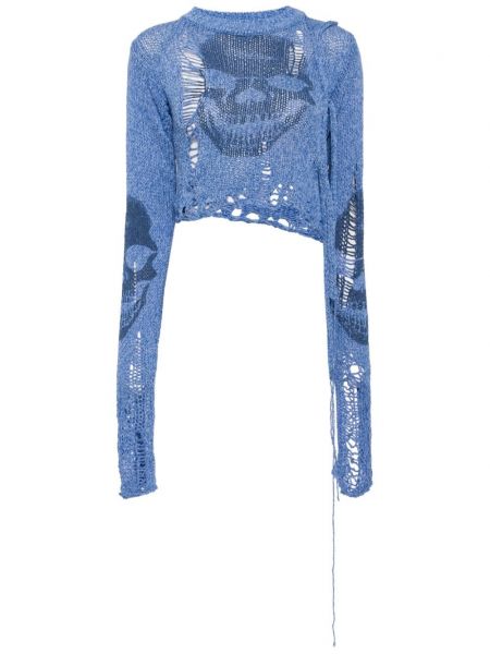 Raštuotas megztinis su nubrozdinimais Ottolinger mėlyna
