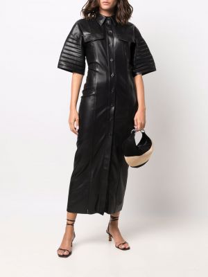 Kožené přiléhavé šaty Nanushka černé