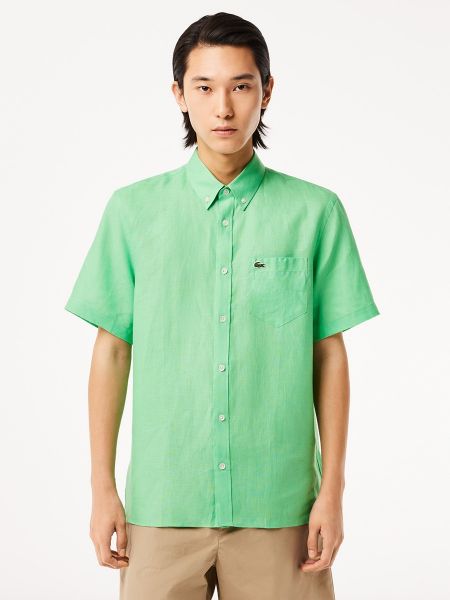 Camisa de lino manga corta Lacoste verde