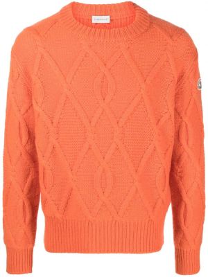 Плетен пуловер Moncler оранжево