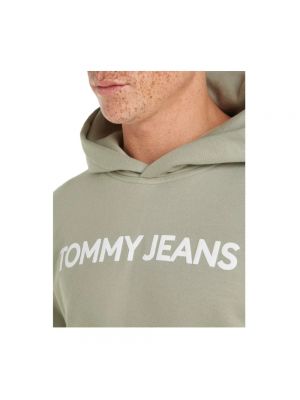 Bluza z kapturem bawełniana z nadrukiem Tommy Jeans zielona