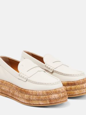 Pantofi loafer din piele cu platformă Tod's alb