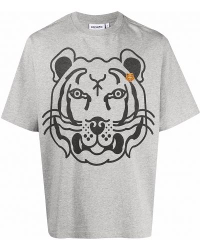 Camiseta con estampado con rayas de tigre Kenzo gris