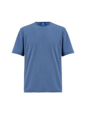 Koszulka bawełniana z okrągłym dekoltem Kiton niebieska