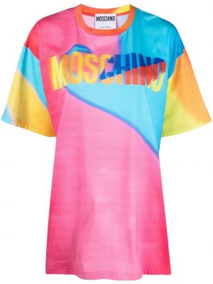 Tricou cu imagine oversize Moschino roz