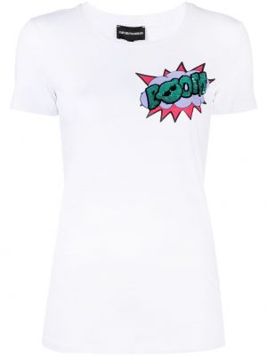 Camiseta con lentejuelas Emporio Armani blanco