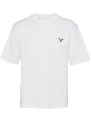 Bílé bavlněné tričko Prada