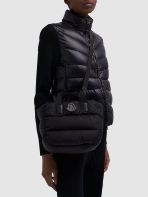 Prošívaná shopper kabelka z nylonu Moncler černá