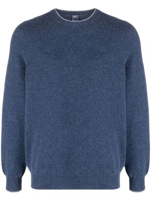 Kašmyro megztinis apvaliu kaklu Fedeli mėlyna