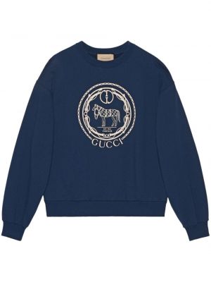 Sweatshirt mit stickerei aus baumwoll Gucci blau