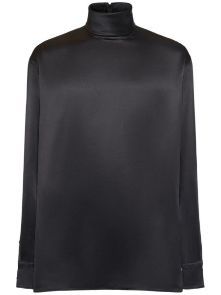 Silke sateng turtleneck Dolce & Gabbana svart