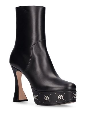 Kožené kotníkové boty na platformě Gucci černé