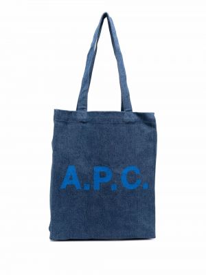 Borsa shopper con stampa A.p.c. blu