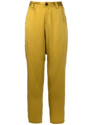 Jedwabne proste spodnie Uma | Raquel Davidowicz żółte