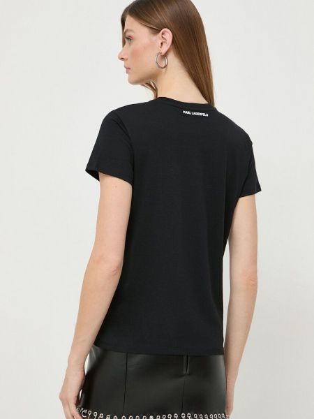 Bavlněné tričko Karl Lagerfeld černé