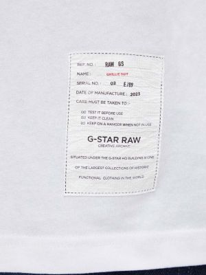 Tricou cu mânecă lungă din bumbac cu stele G-star Raw alb