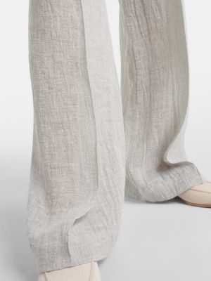 Voľné ľanové teplákové nohavice s nízkym pásom Brunello Cucinelli sivá