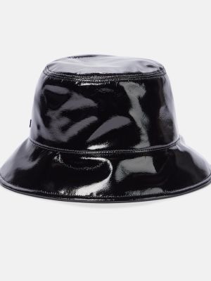 Sombrero de cuero de cuero sintético Miu Miu negro