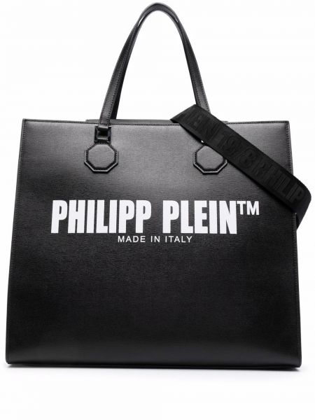 Δερμάτινη τσάντα shopper Philipp Plein μαύρο