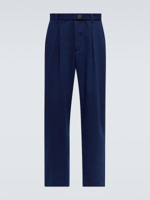 Plisované bavlnené nohavice King & Tuckfield modrá
