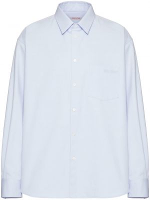 Bavlnená košeľa s výšivkou Valentino modrá