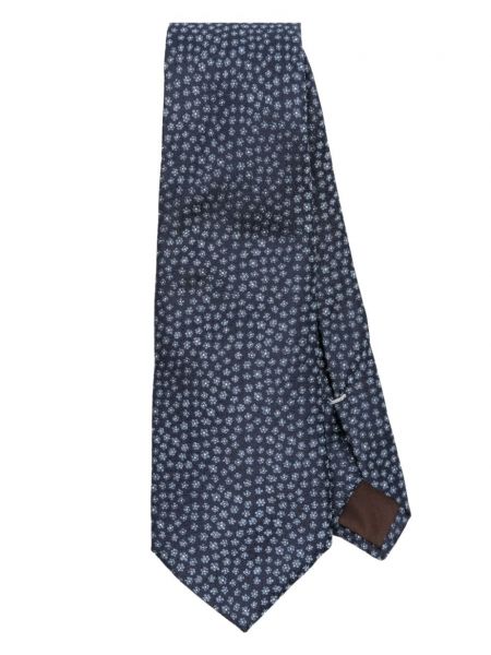 Jacquard svilena kravata s cvjetnim printom Canali plava