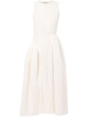 Плисирана асиметрична миди рокля Goen.j бяло