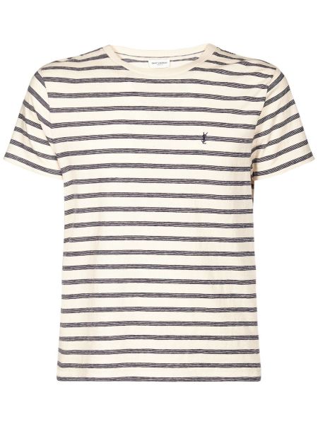 Trøje stribet bomuld t-shirt Saint Laurent