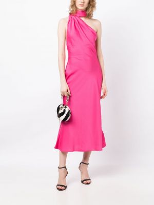 Saténové midi šaty Misha růžové
