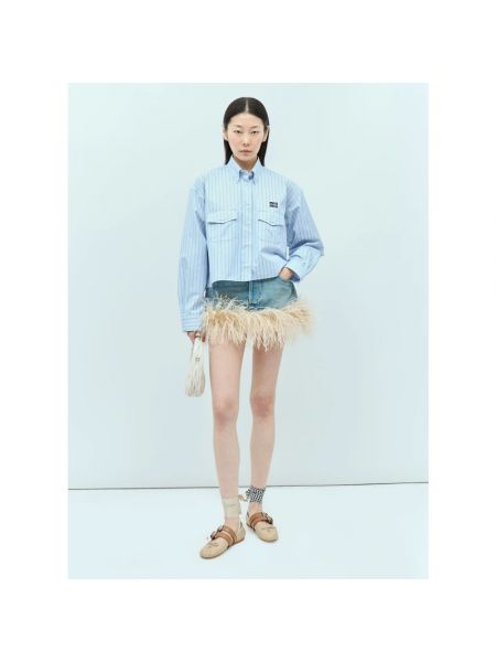 Mini falda con plumas de plumas Miu Miu azul