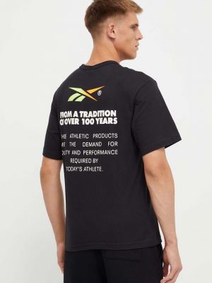 Bavlněné tričko s potiskem Reebok černé