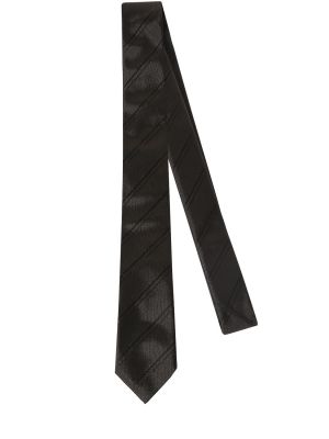 Cravată de mătase cu dungi Saint Laurent negru